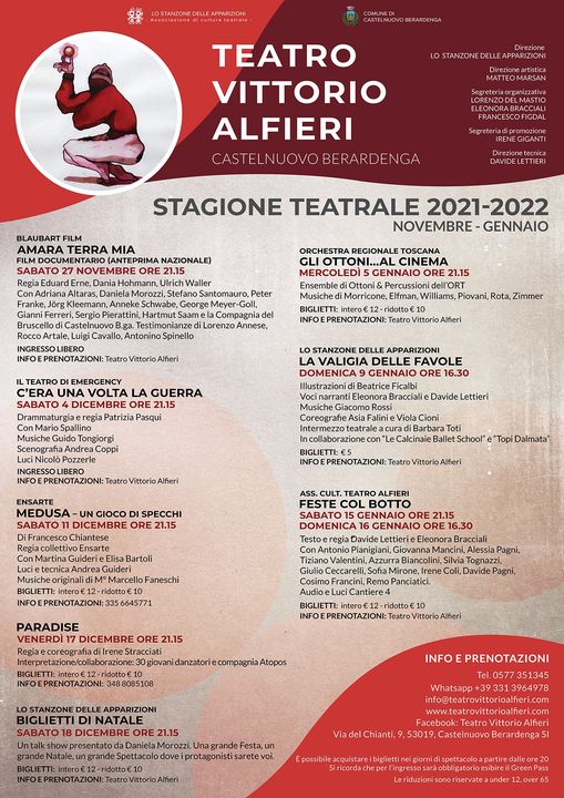 Stagione teatrale 2021-2022: 8 spettacoli da novembre a gennaio