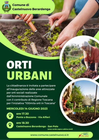 Mercoledì 14 giugno l’inaugurazione degli orti urbani a Ponte a Bozzone e Castelnuovo Berardenga